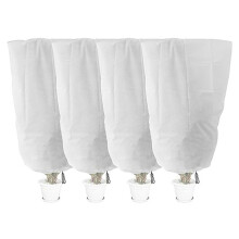 4Pcs Cloches for Plants Winter Plant Frost Protection Covers, 120X80CM Garden Fleece Jackets with Drawstring