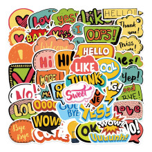 Kinderkamer set met cartoon verrassingstekst stickers voor koffers, gitaren, notitieboekjes en andere doe-het-zelf stickers, zwarte huishoudstickers