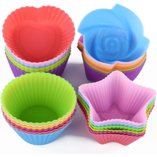 硅胶纸杯蛋糕模具 圆形星星心形花朵款 24个