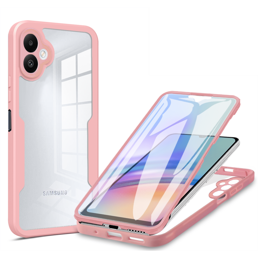 Clear Tpu Case With Screen Protector For Samsung Galaxy A05 Â Slim, Shockproof, Rugged Bumper Â Qc Pink 9365509718186