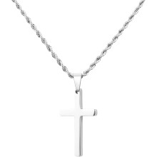 Collana con croce da uomo, catena a corda, ciondolo in acciaio inossidabile oro/argento, regalo, 45-66 cm