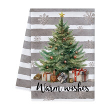 Panos de cozinha, panos de prato de microfibra, toalha de mão com estampa de árvore de Natal para banheiro e cozinha, decorativa e absorvente,