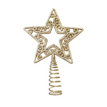 Lighted 8" Glittered Metal Star Christmas Tree Topper with Holder – Compatible with Standard Trees
