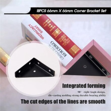 Angle Bracket, Metal Angle Bracket, Triangular Shelf Bracket, Corner Table Connector for Bed, Table, 66mm x 66mm,18 Pcs