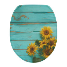 Wooden Sunflower Toilet Seat Cover, Elongated, Washable, Soft, with Elastic Band, Compatible with Most Standard Oval/Oblong Toilets