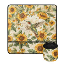 Sunflower Hummingbird Sewing Machine Mat with Pockets