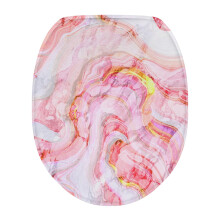 Marble Stripes Toilet Lid Covers – Pink, Absorbent, Elastic Edge, Compatible with Elongated Seats