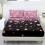 Queen Fitted Sheet Set with Pillowcases Pink Floral Black 1