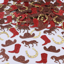 200Pcs Glitter Western Cowboy Table Confetti for Horse Race Party Decorations Birthday Baby Shower Supplies