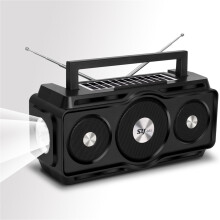 Waterproof Bluetooth Speaker with AM/FM Radio, Solar Rechargeable, 8W Stereo, Flashlight, Reading Lamp & Power Bank – Outdoor Use