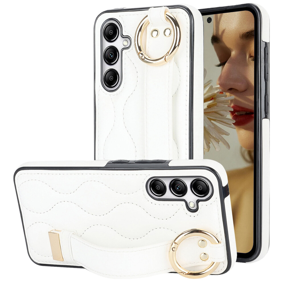 Ccsmall Pu Leather Case For Samsung Galaxy S25+ Plus Â Cute Wrist Strap, Kickstand & Finger Ring, Stylish Protective Cover, Zwd White 9365509722008