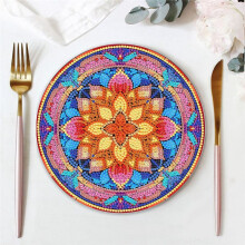 4Pcs DIY Diamond Art Painting Placemat Round Non-Slip Acrylic Table Mats for Table Decor A