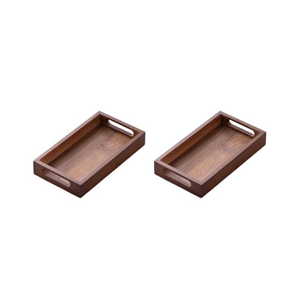 2X Rectangular Bamboo Wood Tea Tray Display Plate Walnut Color Cup Storage Handle Japanese Tea Set Tray 29X20x4cm 4713620895470