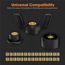 Heat-Set Threaded Inserts, Heat Set Insert for 3D Printing Components and Plastic Parts - Knurled Nuts (100 Pieces)