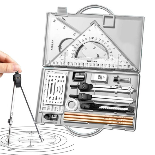 Geometry Compass Set - 16-Piece Math Tool Kit with Storage Box for Artists, Students, and Teachers 1