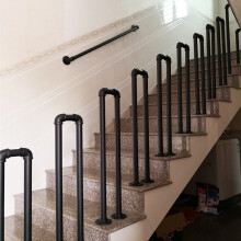 Black Wrought Iron Outdoor Stair Handrail 85cm UShaped Banister for Concrete and Wooden Steps
