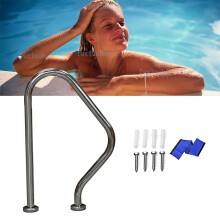 4ft Stainless Steel Pool Handrail with Slip‑Resistant Blue Grip, Easy Mount Stair Rail for Inground Pool