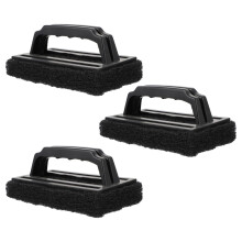 3 Pack BBQ Grill Brush and Cleaning Sponge Set with PP Handle for Efficient Grease Removal