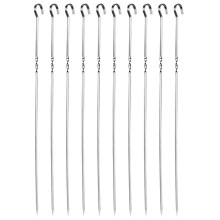 10 Pack Stainless Steel Flat BBQ Skewers Set, Reusable Kabob Sticks for Even Grilling
