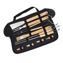 BBQ Grill Utensil Set Heavy Duty Stainless Steel Barbecue Tools Kit with Wooden Handles for Camping and Backyard Parties