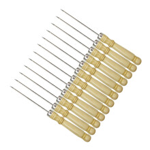 12Pcs Reusable BBQ Grill Skewers with Wooden Handle for Meat Vegetables Seafood Easy Cleaning