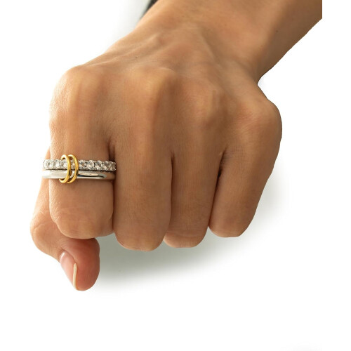 Women's Silver Stackable Ring Set with Cubic Zirconia, 1