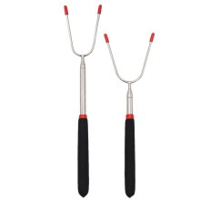 2pcs Telescopic BBQ Roasting Sticks Stainless Steel Extendable Forks with Insulated Handles for Campfire Cooking