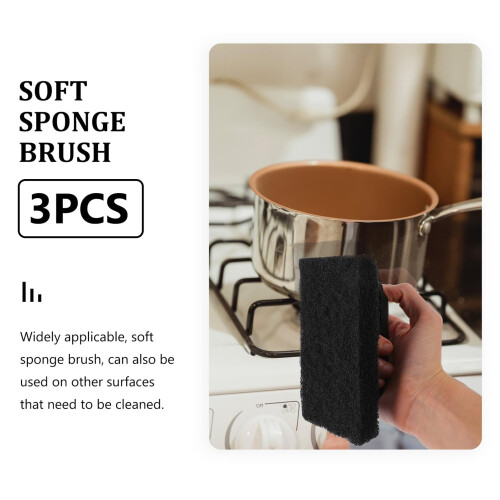3 Pack BBQ Grill Brush and Cleaning Sponge Set with PP Handle for Efficient Grease Removal 1