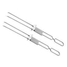 2pcs Stainless Steel Skewers DoubleEnded BBQ Grill Forks Reusable for Outdoor Cooking