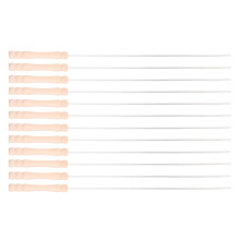 12pcs Stainless Steel Grilling Skewers with Wooden Handles, Reusable BBQ Kabob Set for Meat and Vegetables