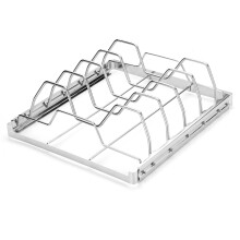 Stainless Steel Grill Rib Rack Foldable 5 Slot for BBQ Smoker Oven Even Heat Circulation Easy Cleaning