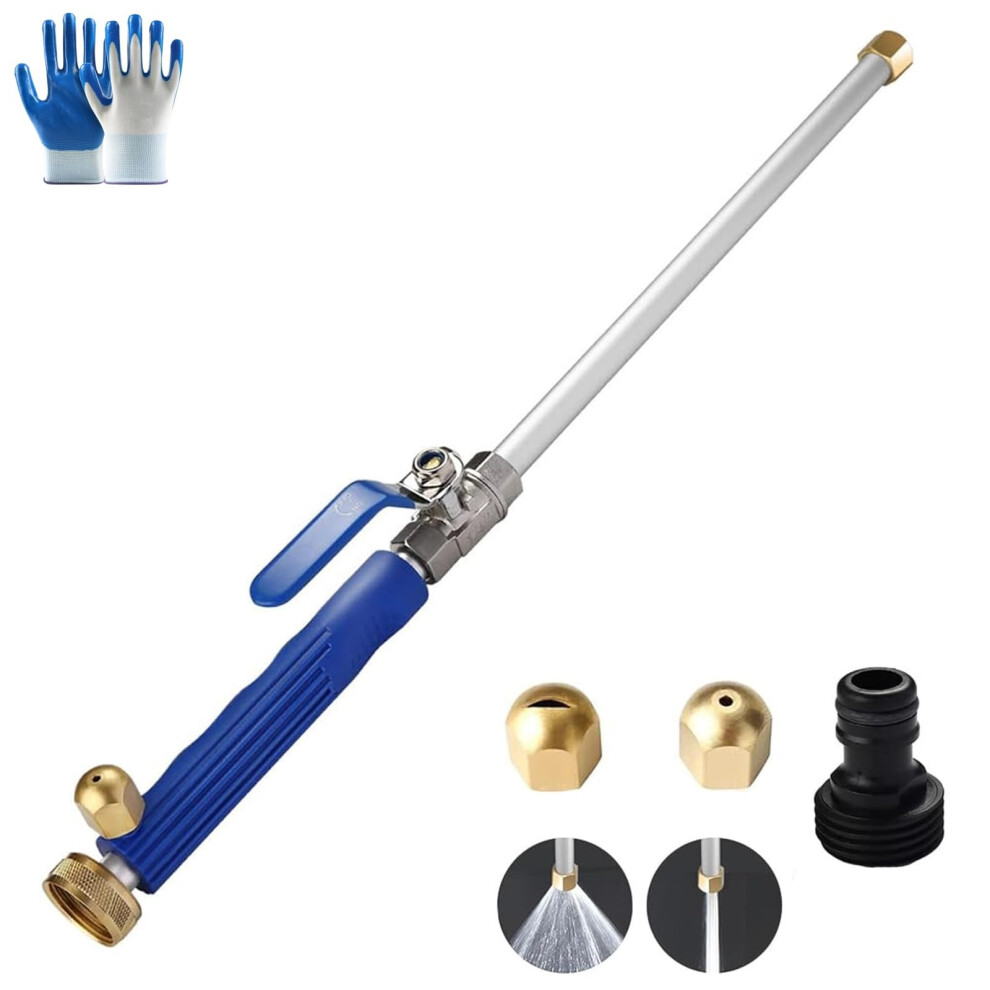Pressure Hose Nozzle with Quick Connectors, Dual Jet Modes for Garden Cleaning, Blue Ergonomic Grip-image-OPC-PSRJX29-NEW