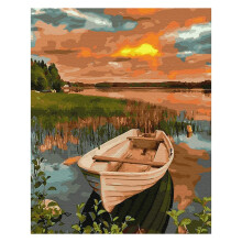 Adult Paint By Number Kits  Canvas 16X20 Inch DIY Acrylic Painting Kit for Kids & Adults Beginner - Lakeside Boat