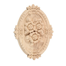 Retro Wood Ornament Applique Carving Ornament for Cabinet Door Furniture Decoration(13X9cm)