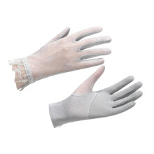1pair Women Sun Protecting Mittens Touchscreens Gloves-Gray