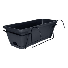 Balcony Railing Planter with Secure Mount and Removable Drainage Tray, Dark Gray Hanging Flower Box