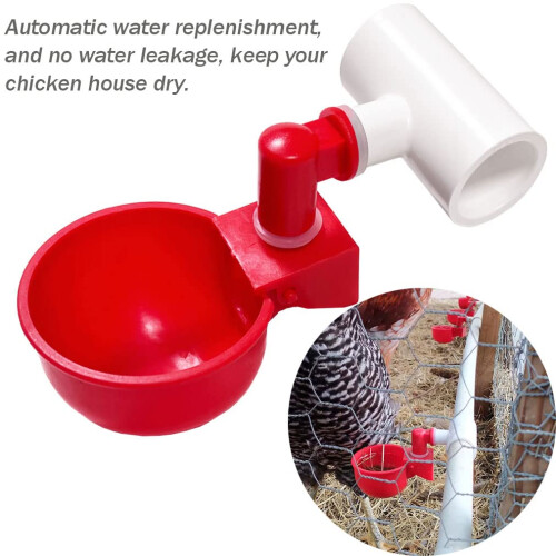 Automatic Chicken Waterer Kit for Poultry, Durable Leak‑Resistant PVC Chicken Water Cups 8 Pack 1