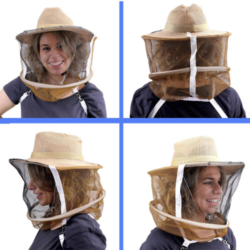 Beekeeping Veil Hat with  Visibility Mesh, Full Head Protection and Long Elastic Strap 2