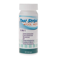 50 Pack 6 in 1 Pool and Spa Test Strips for Fast Color pH Chlorine Hardness Alkalinity Check