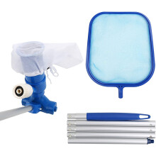 Pool Vacuum Cleaner Kit with 47Inch Detachable Pole, Reusable Mesh Bags for Above Ground Pools and Spas