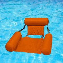 Inflatable Pool Hammock Float for Adults, Comfortable Lounge Chair for Pool or Beach, Orange 1 Pack