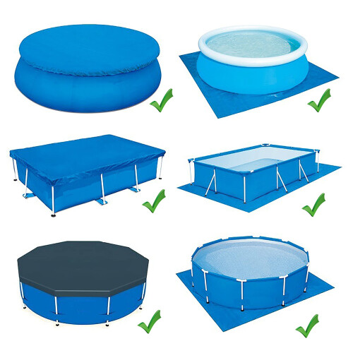 Waterproof Dustproof Rectangular Pool Cover 118x79in for Above Ground Inflatable Pools Reusable Easy Remove Design 2