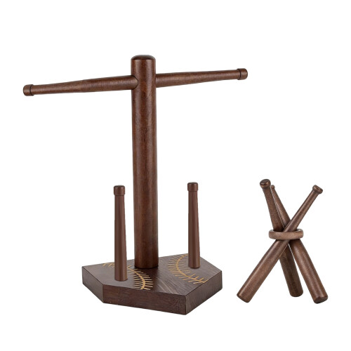 Easy Assembly Wood Baseball Ring Holder with Ball Display Stand