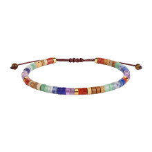 Natural Stone Beaded Bracelet Handwoven with Multicolor Crystals