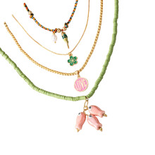 Set of 4 Bohemian Inspired Ceramic Fish Bead Layering Necklace