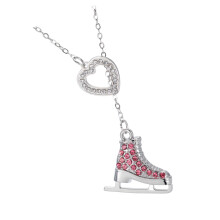Sporty Ice Skate Pendant Necklace Featuring-red diamond1