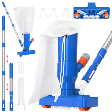 Upgraded JetDriven Pool Vacuum Cleaner with Brush and Debris Bag, Adjustable Telescopic Pole, Fits Garden Hose