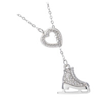 Vibranting Skating Shoe Pendant Necklace-white diamond1
