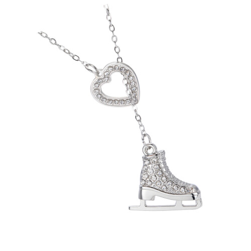 Vibranting Skating Shoe Pendant Necklace-white diamond1