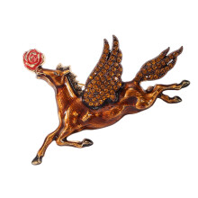 Traditional Chinese Zodiacs Horse Brooch Alloy-Coffee color